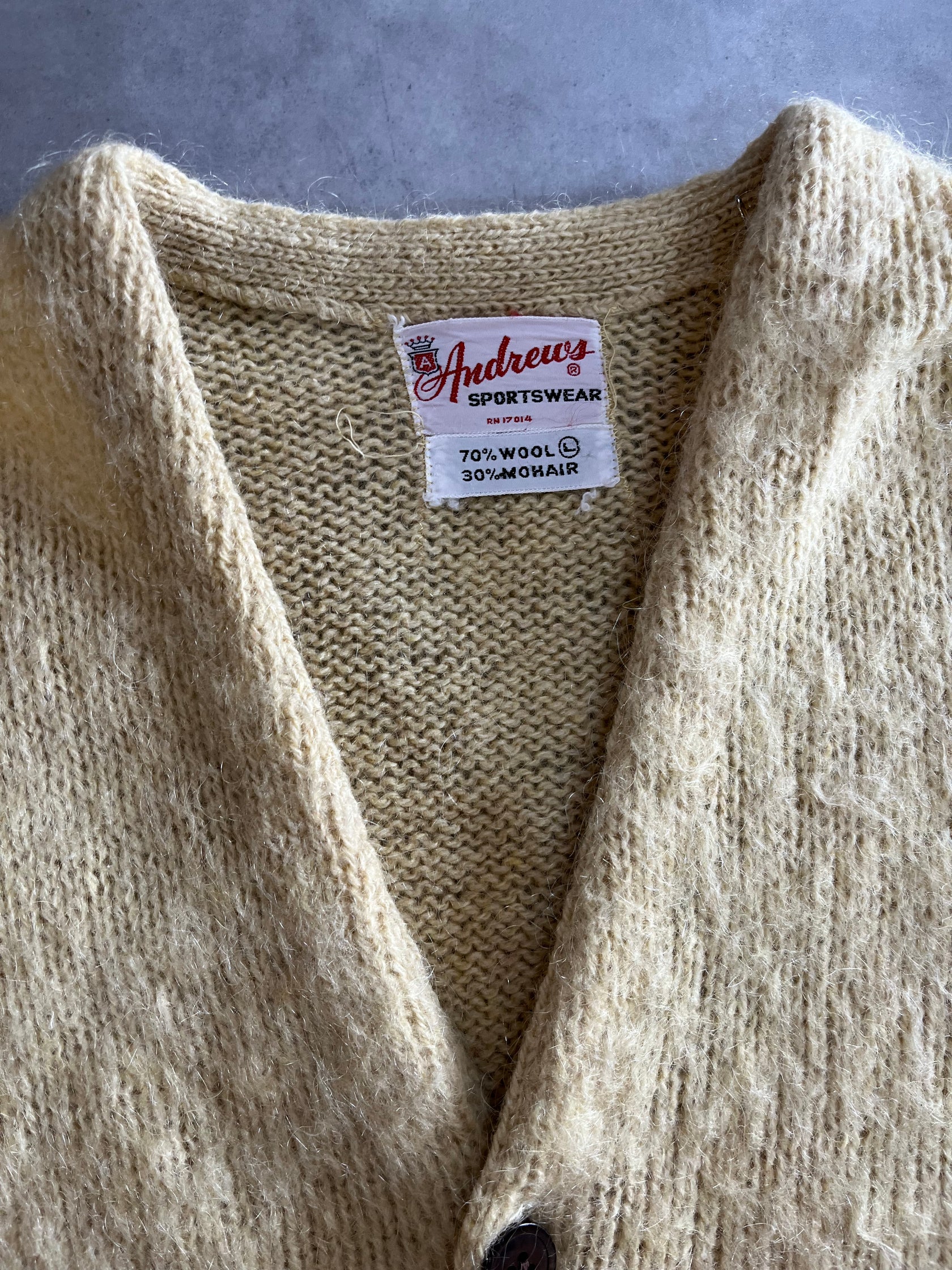 60's~70's「Andrews sportswear」 mohair cardigan モヘア混カーディガン