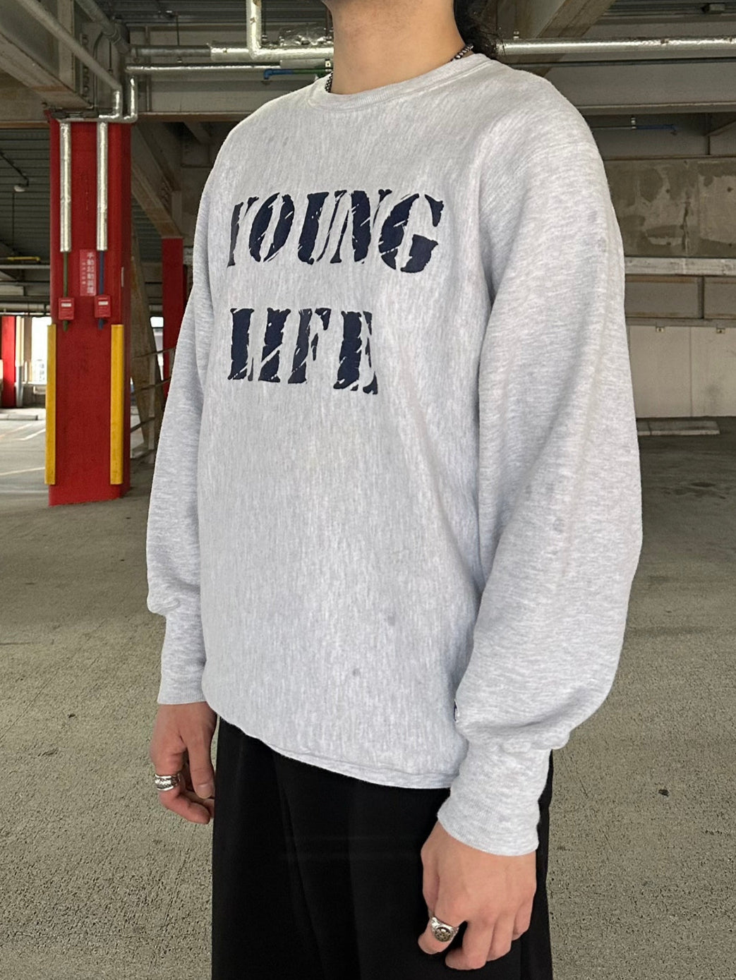 90's  CHAMPION 「YOUNG LIFE 」Reverse Weave USA製 カレッジスウェット