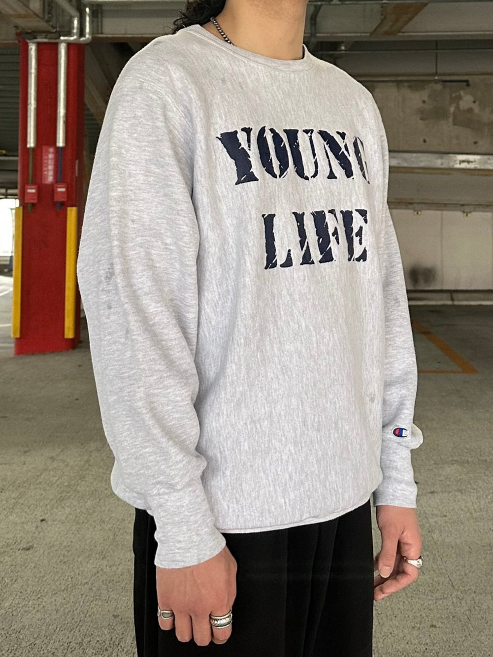 90's  CHAMPION 「YOUNG LIFE 」Reverse Weave USA製 カレッジスウェット