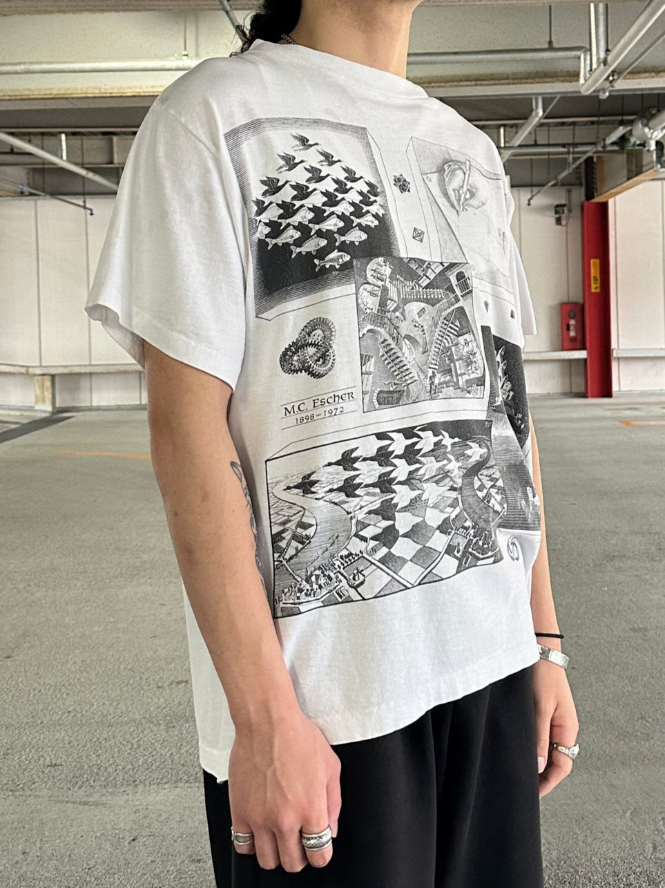 90's M.C.Escher 騙し絵 アートTシャツ