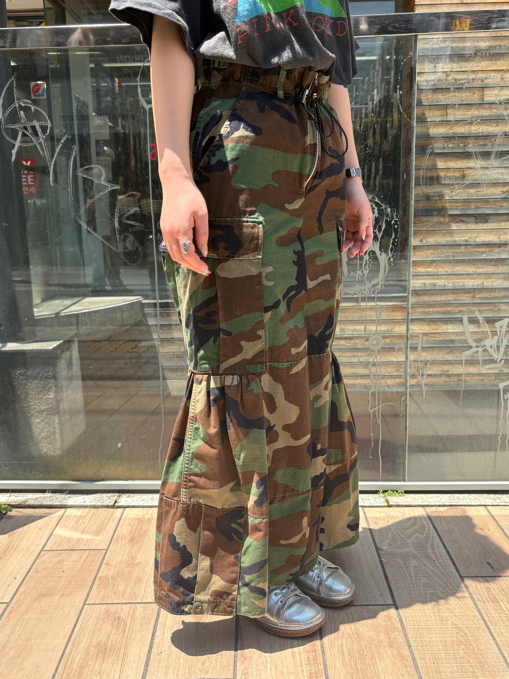 REMAKE MILITARY LONG SKIRT