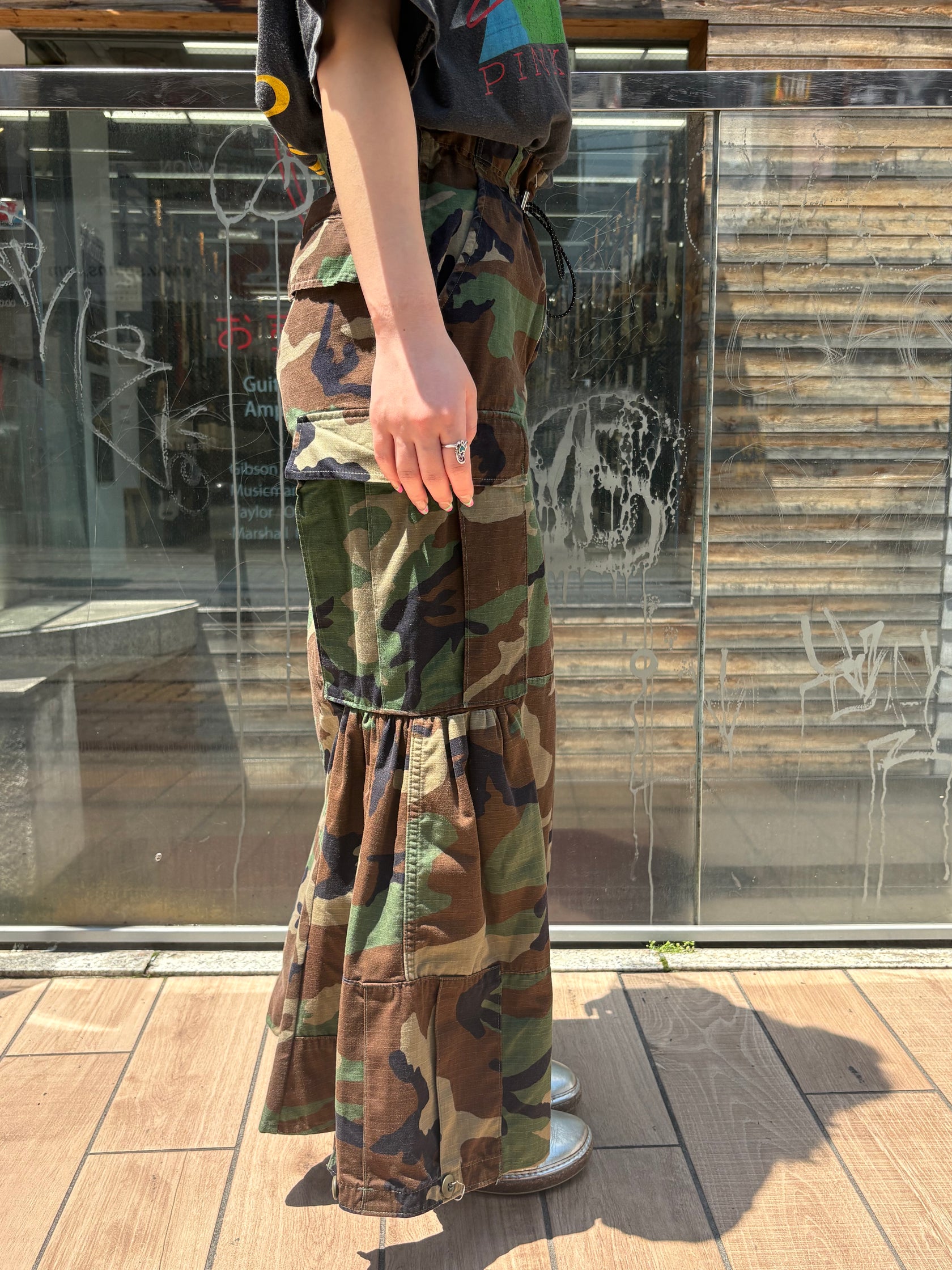 REMAKE MILITARY LONG SKIRT