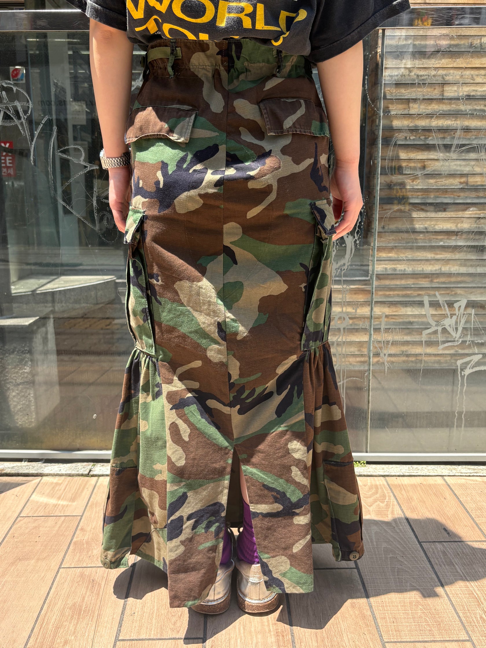 REMAKE MILITARY LONG SKIRT