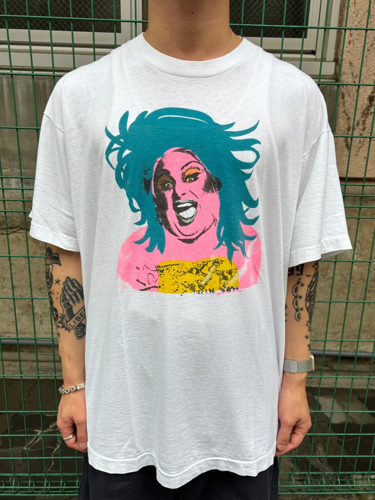 90's「ANDY WARHOL STYLYE POP ART」USA製 ホワイトTシャツ