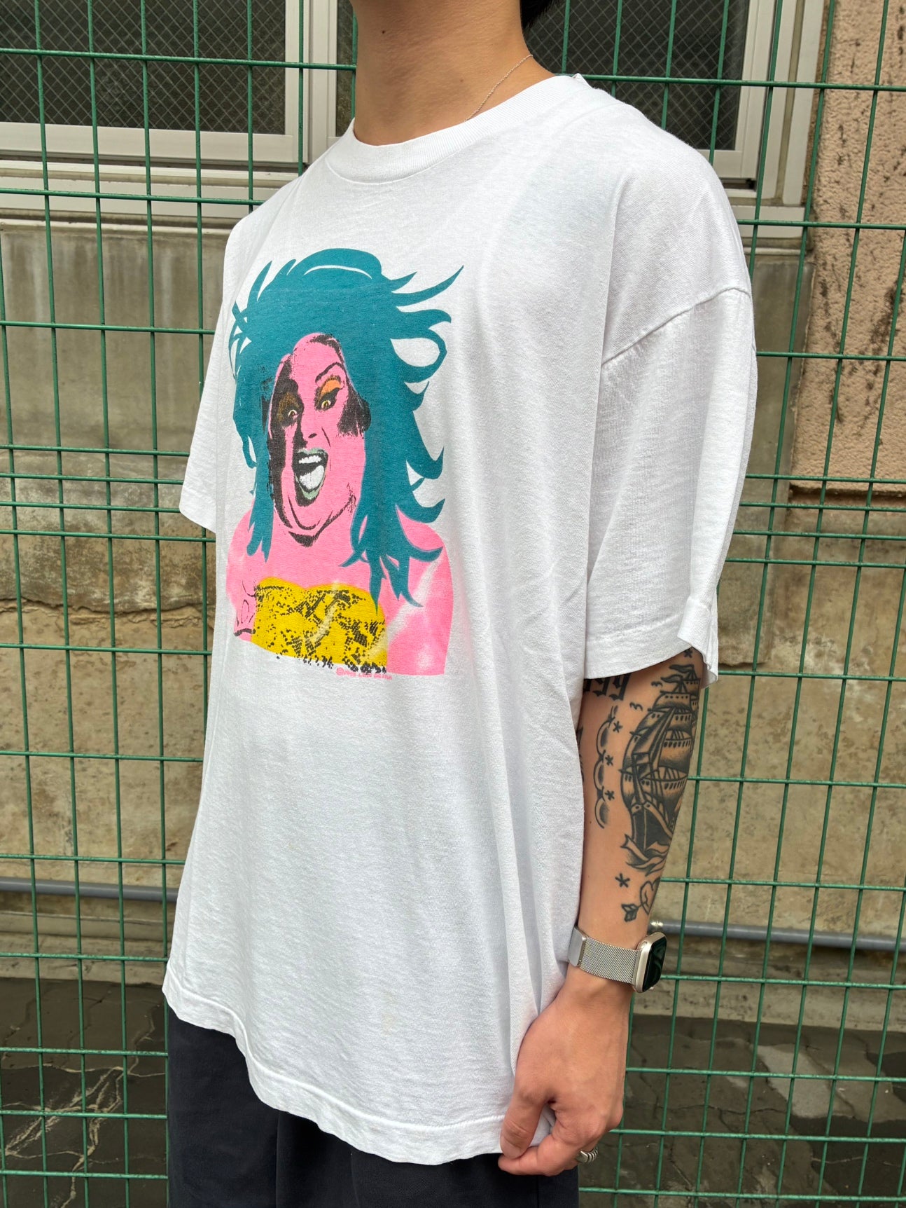 90's「ANDY WARHOL STYLYE POP ART」USA製 ホワイトTシャツ