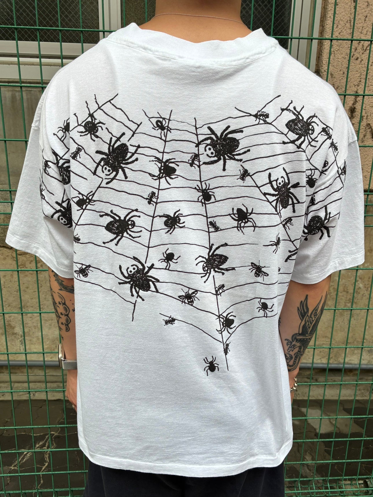 90's「SPIDER WEB PRINT」USA製 ホワイトTシャツ