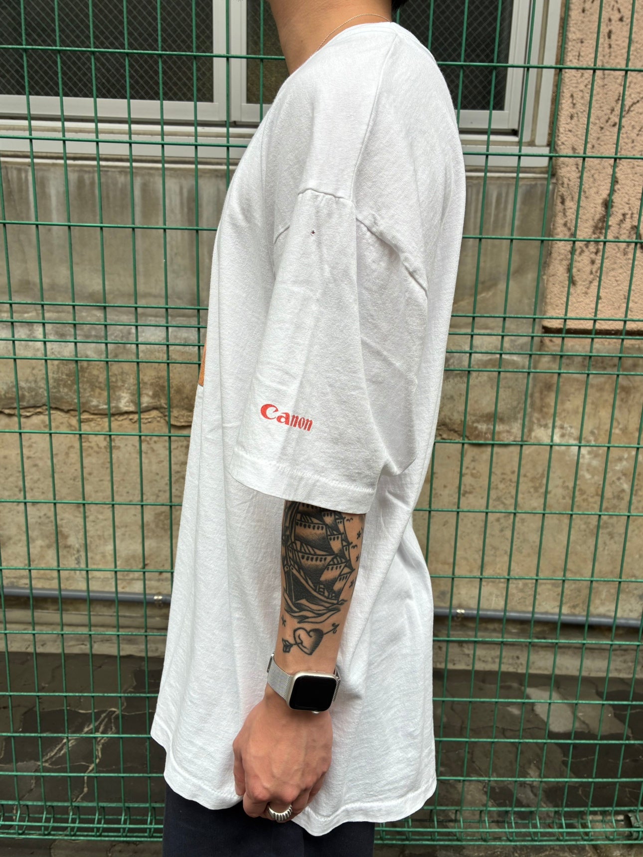 90's「CANON OPTIMUM」USA製 ホワイトTシャツ