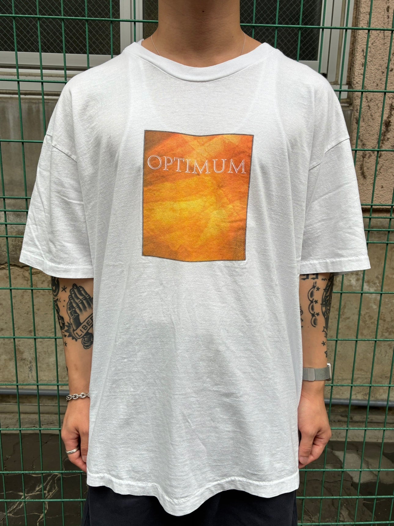 90's「CANON OPTIMUM」USA製 ホワイトTシャツ