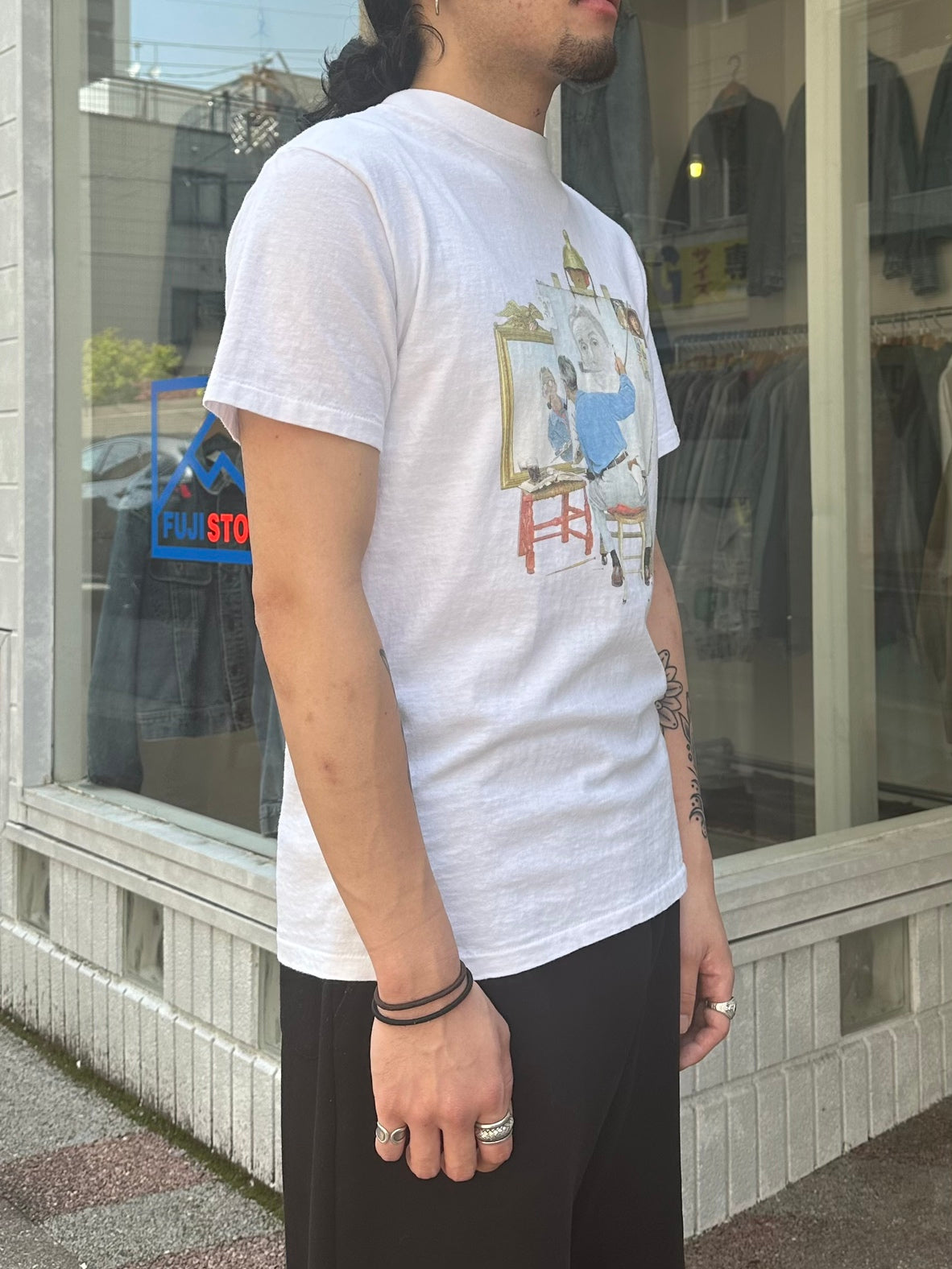 90's NORMAN ROCKWELL 「TRIPLE SELF PORTRAIT」アートTシャツ