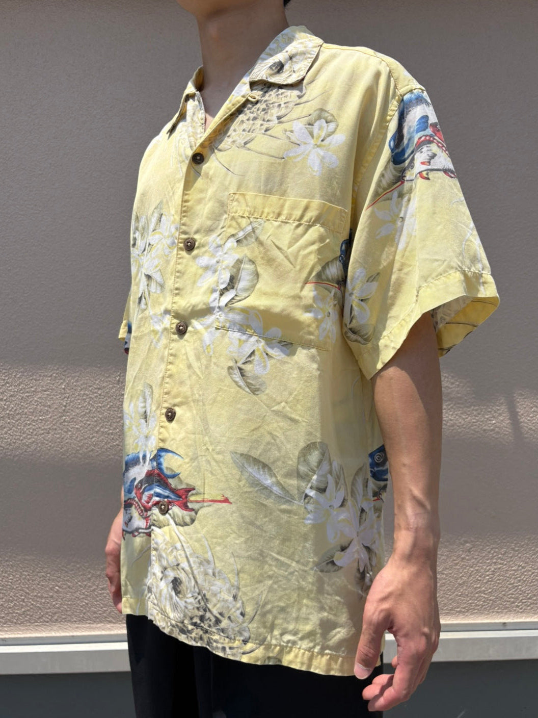 00’s PATAGONIA「Pataloha Yellow Marlin & Plumeria」アロハシャツ