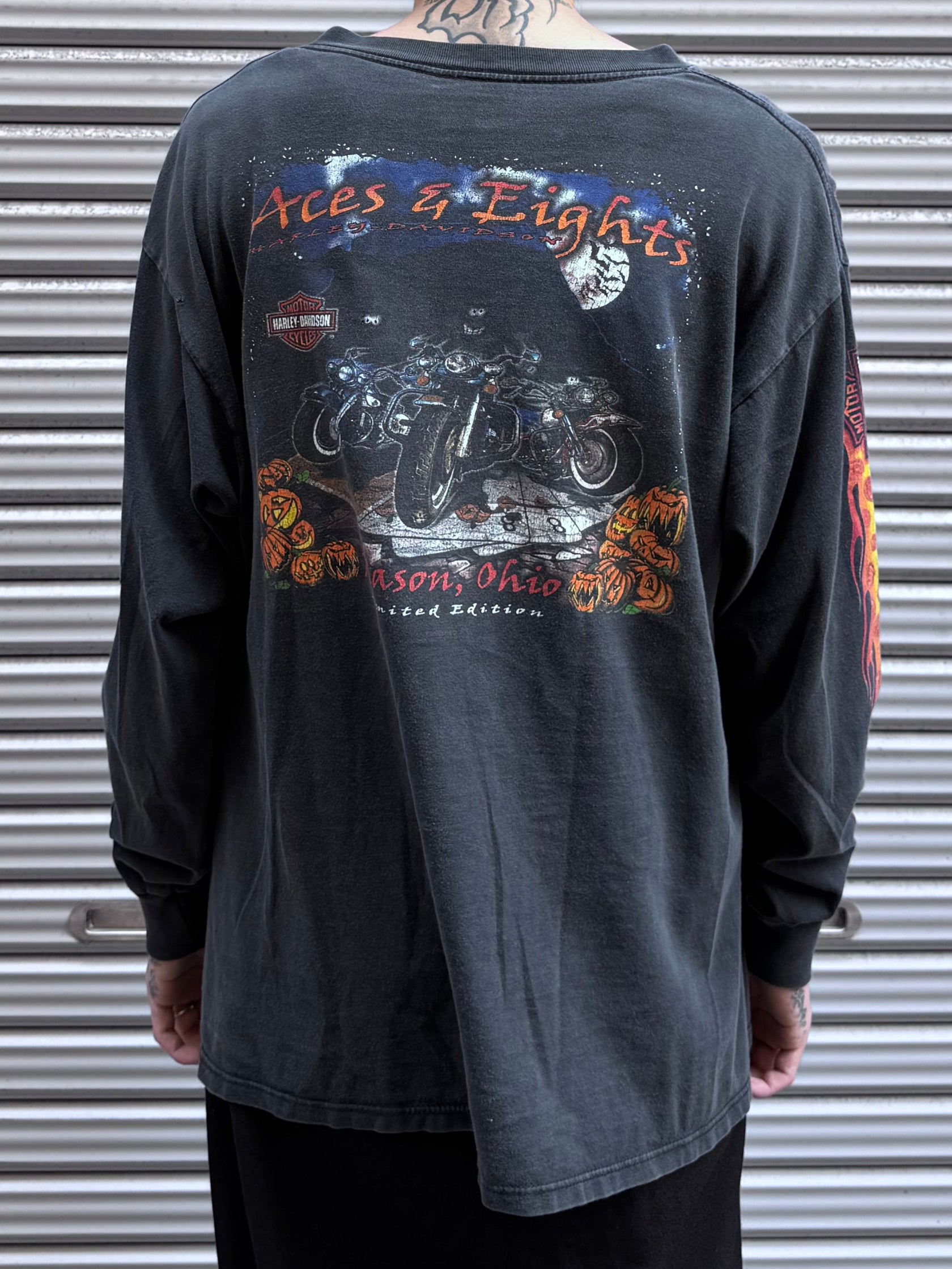 00's Harley Davidson 「Aces&Eights」ハーレーTシャツ