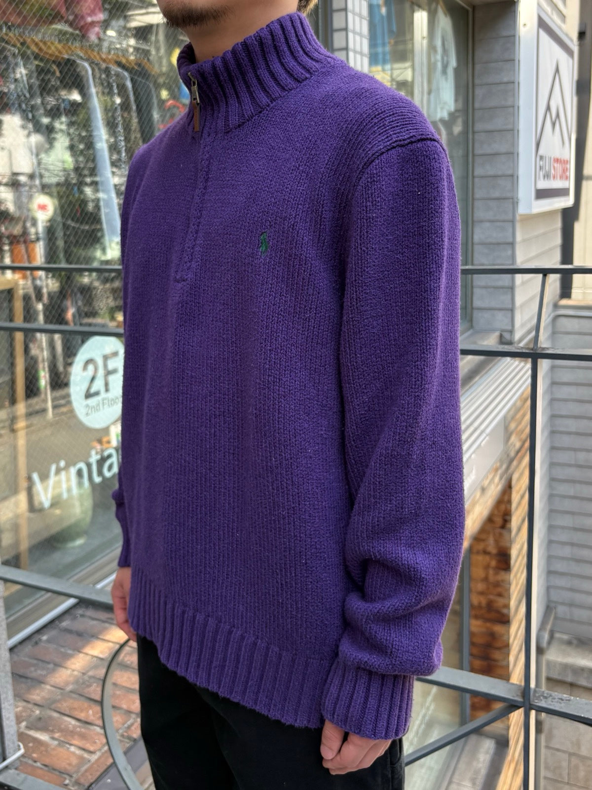 90's「RALPH LAUREN」ハーフジップニット