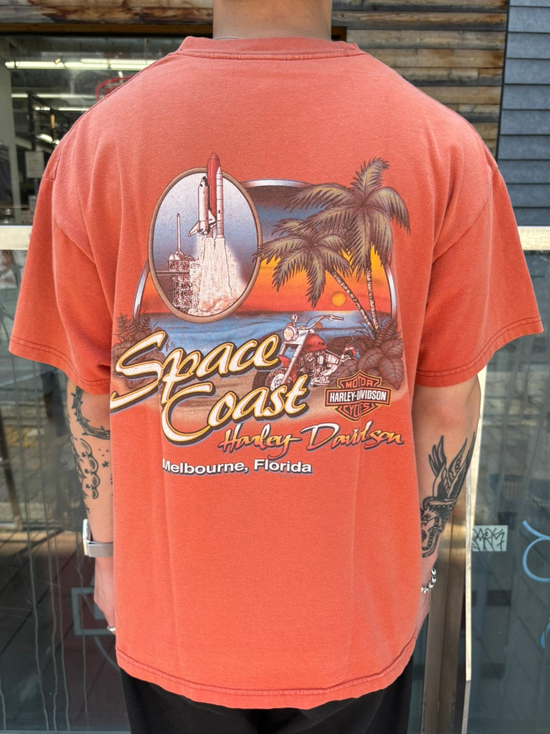 00's HARLEY-DAVIDSON「Space Coast Florida」USA製 ハーレーTシャツ