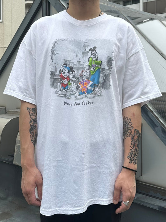 00's DISNEY 「FAN SEEKEY」 USA製 キャラクターTシャツ