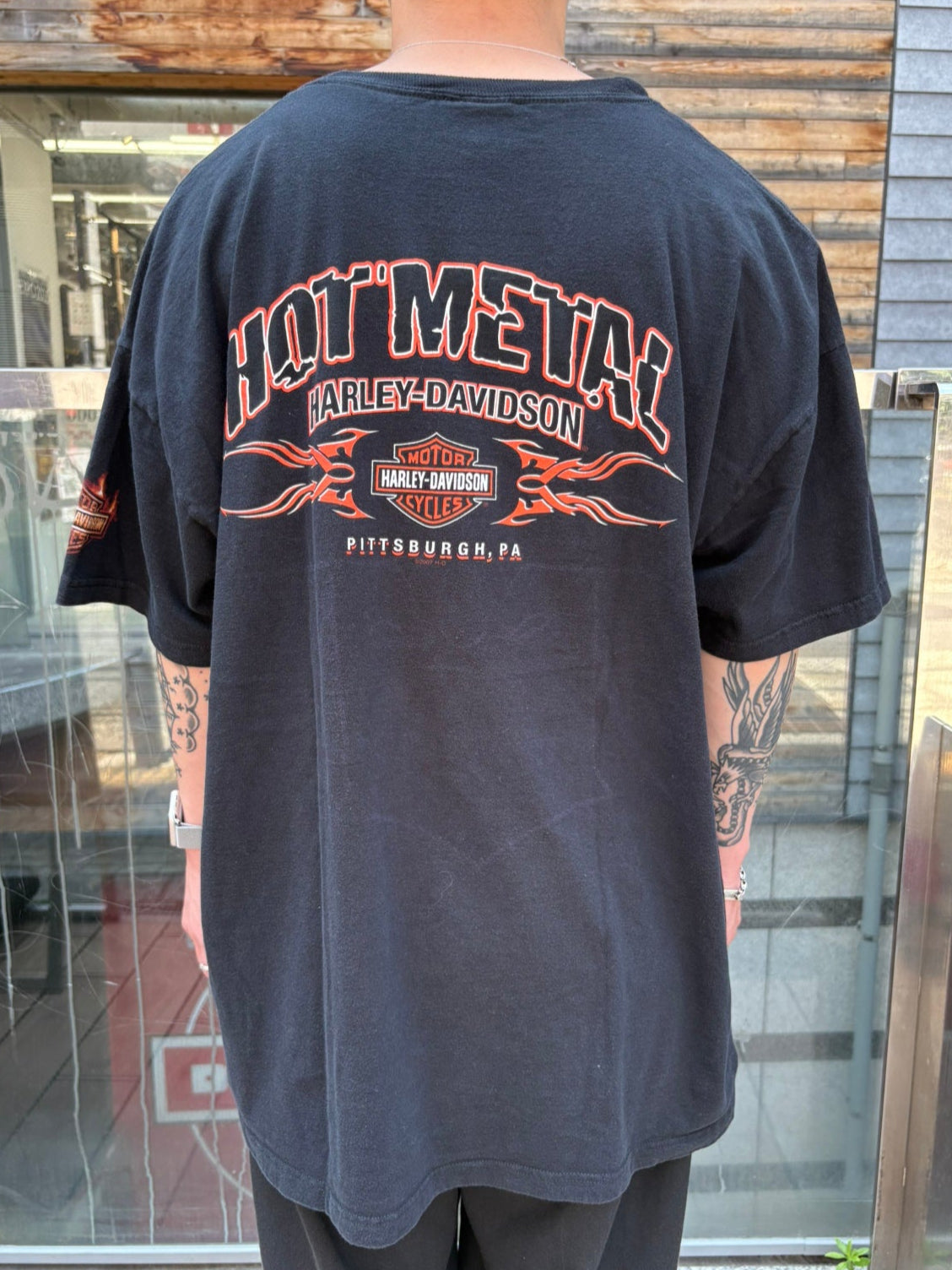 00's HARLEY-DAVIDSON「Pin-up Girl & Flame」 ハーレーTシャツ