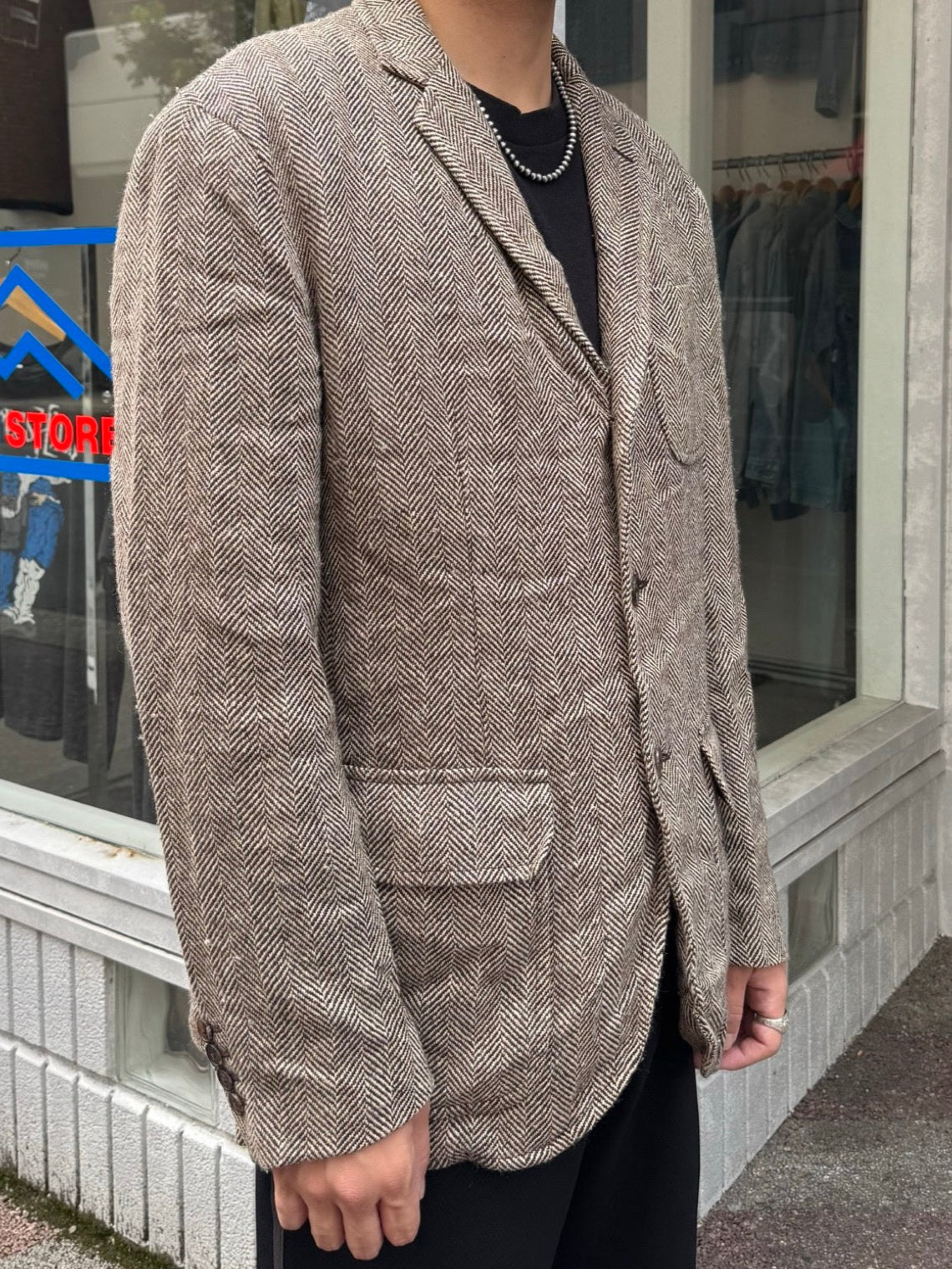 90's POLO RALPH LAUREN 「Herringbone」ツイードテーラードジャケット