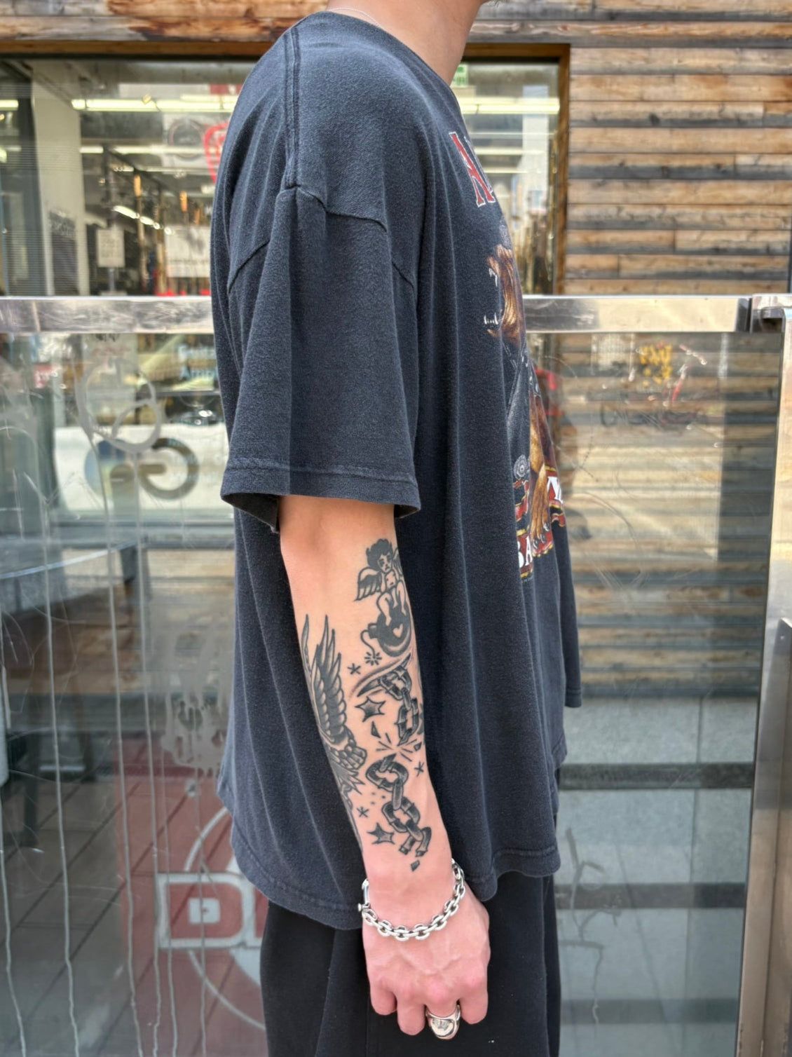 00's HARLEY-DAVIDSON「AMERICAN BIKER ケルベロスグラフィック」 ハーレーTシャツ