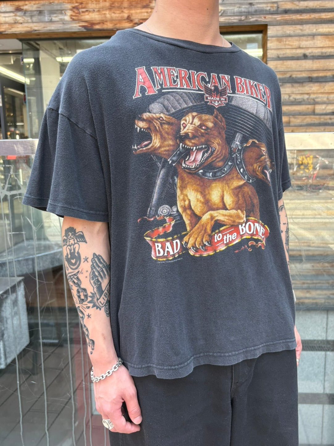 00's HARLEY-DAVIDSON「AMERICAN BIKER ケルベロスグラフィック」 ハーレーTシャツ