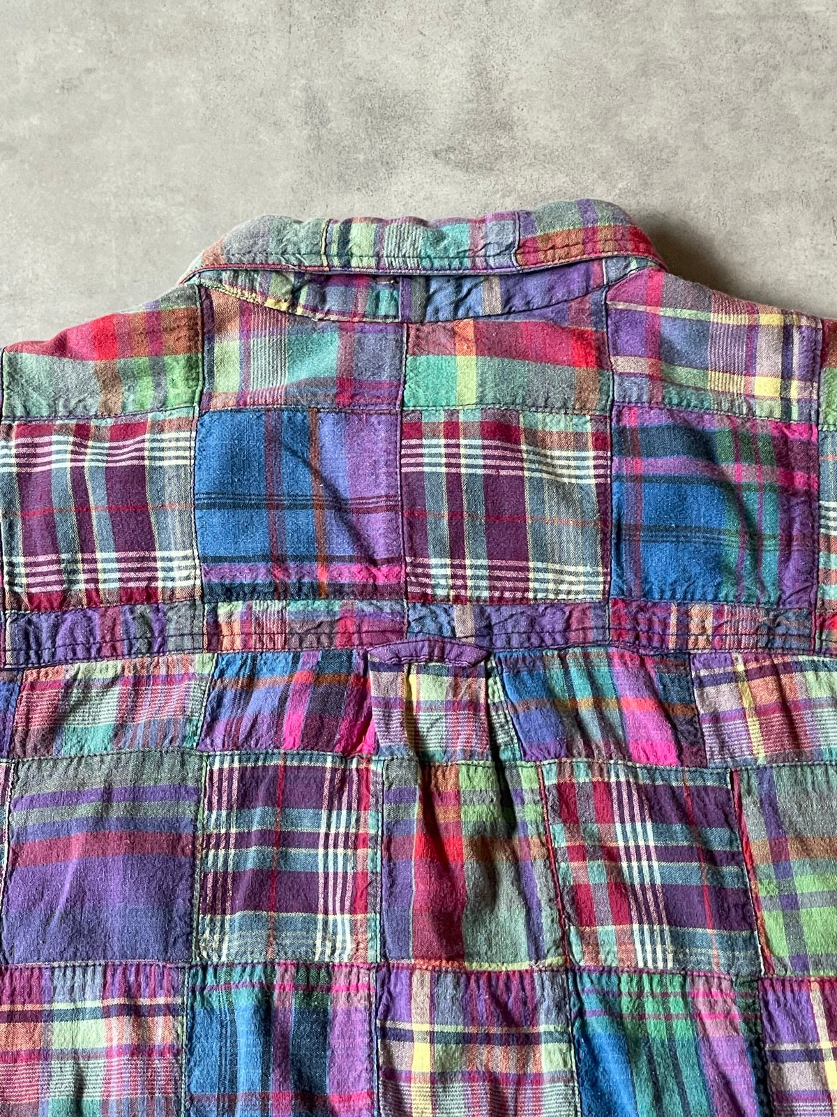 90's「EDDIE BAUER」superior madras パッチワークシャツ