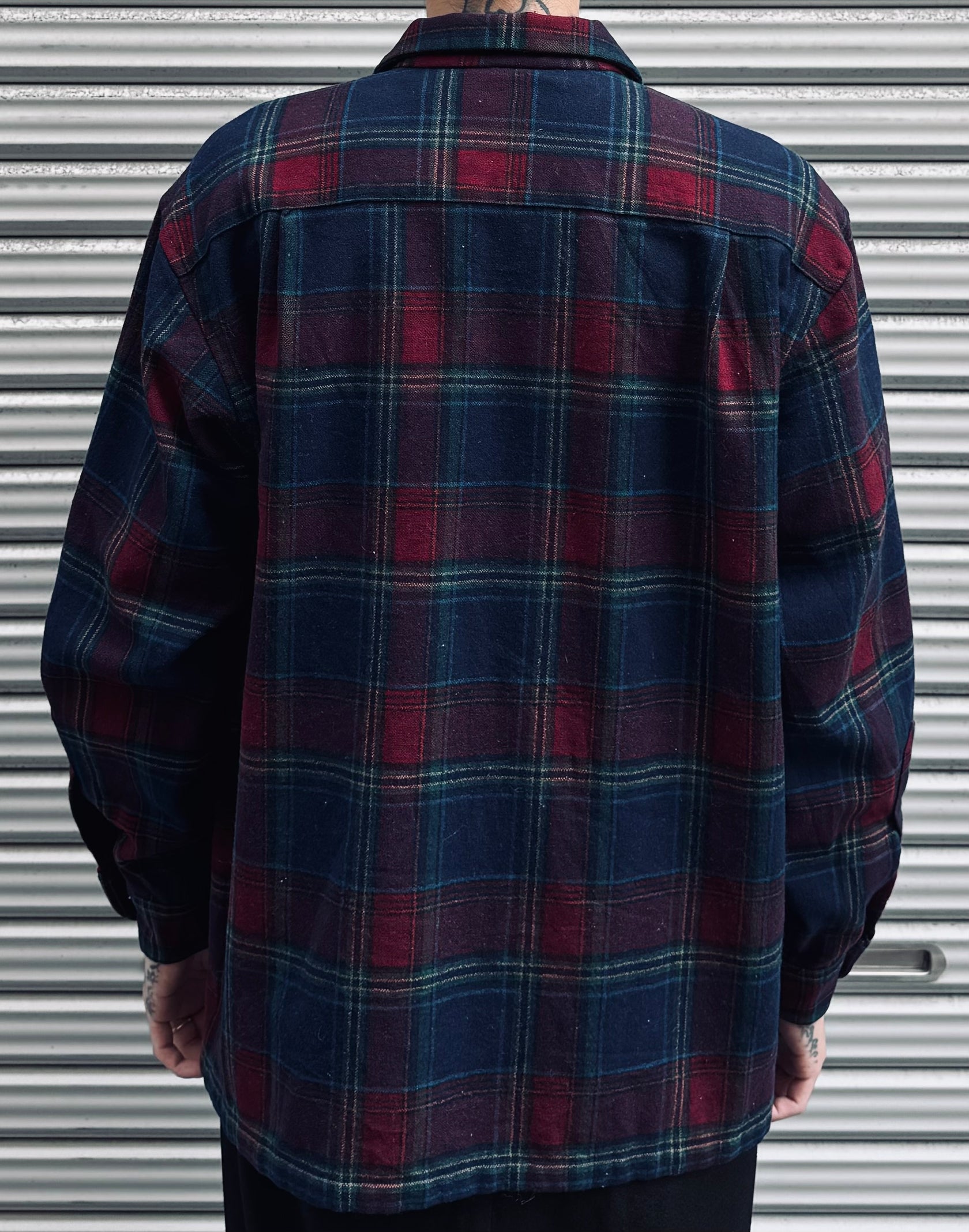 00's PENDLETON「open collar」USA製 ウールチェックシャツ