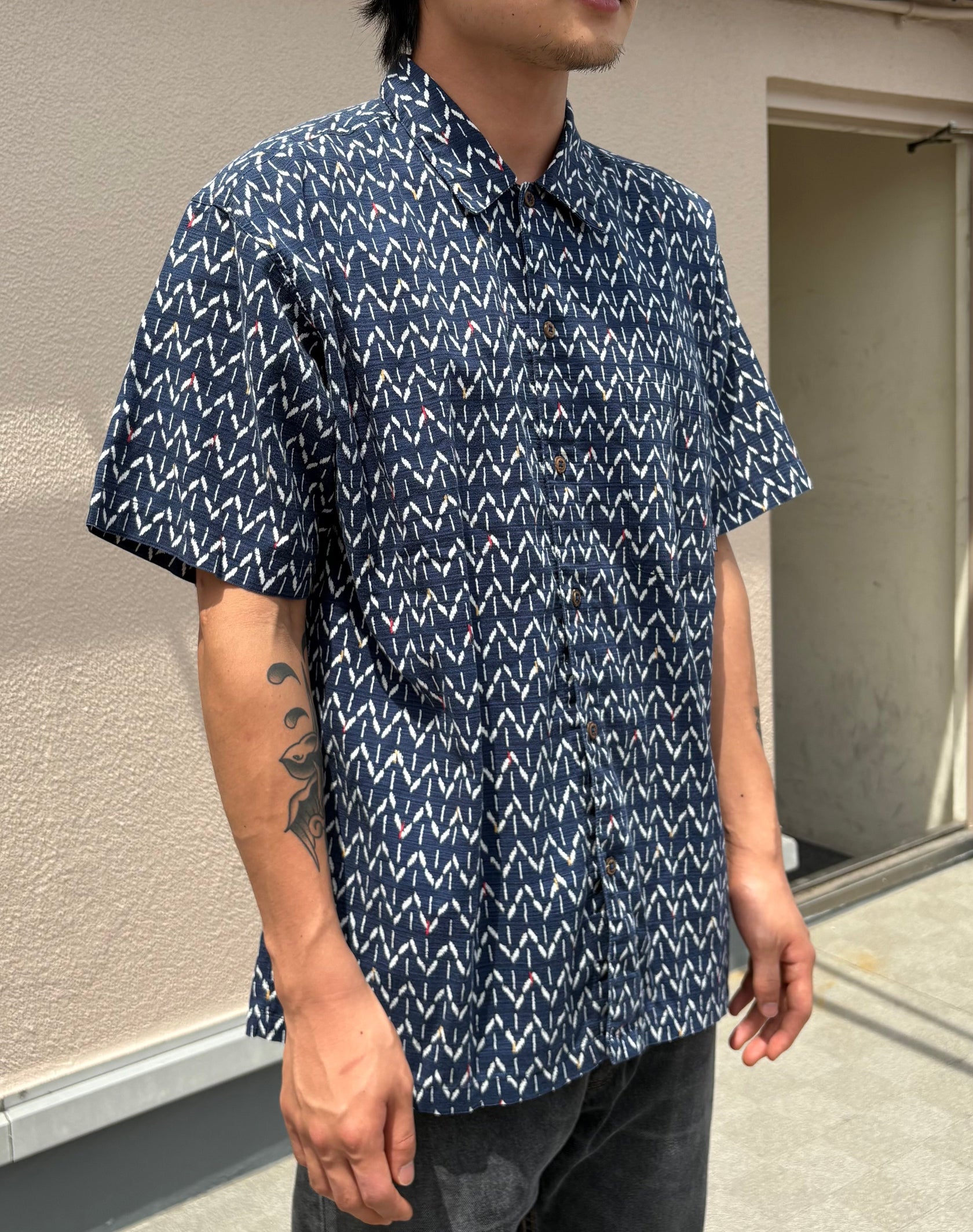 00's PATAGONIA「KASURI Japanese pattern A/C Shirt」半袖シャツ