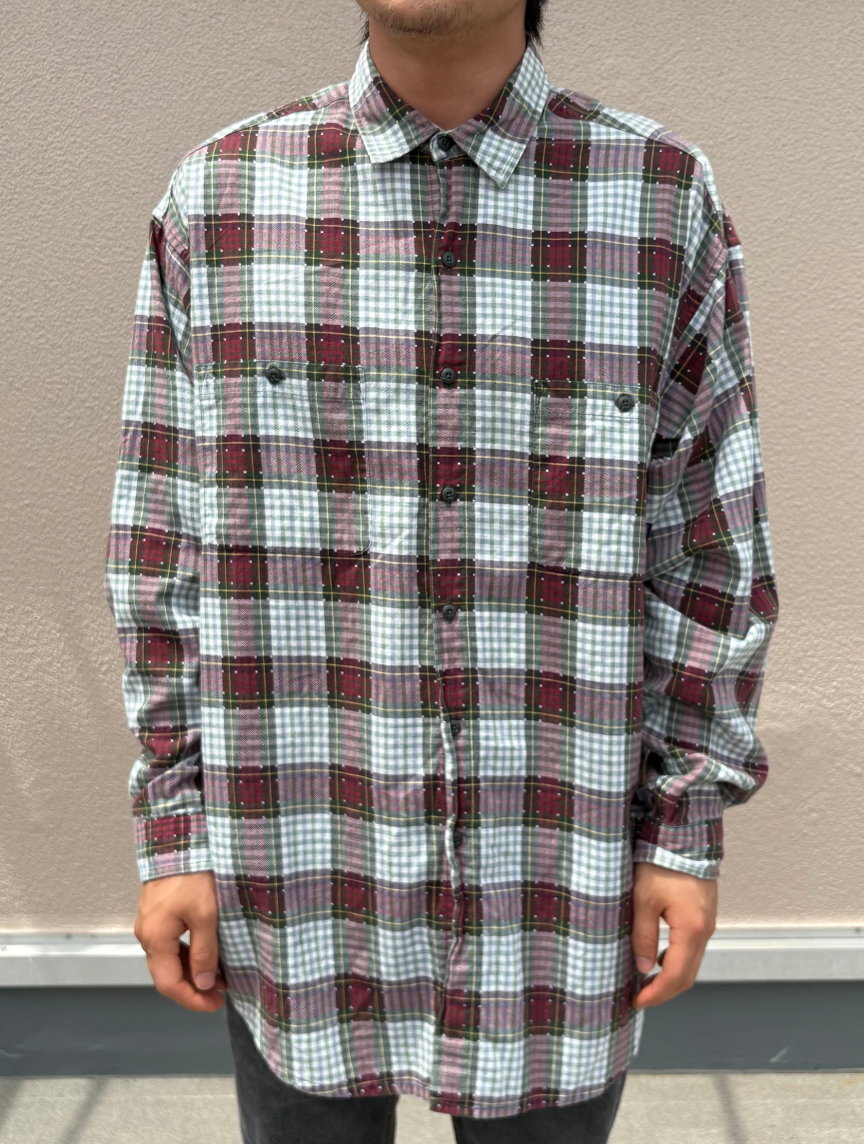 90's PATAGONIA「Organic Pima Cotton Check Shirt」雪なしタグ 長袖シャツ