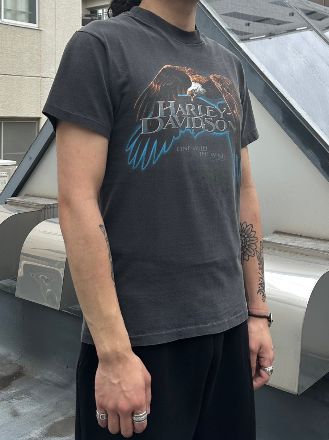 90's HARLEY-DAVIDSON 「ONE WITH THE WIND」USA製 ハーレーTシャツ