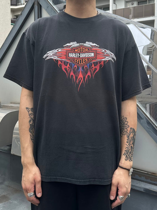 00's HARLEY-DAVIDSON 「Fire Pattern」ハーレーTシャツ