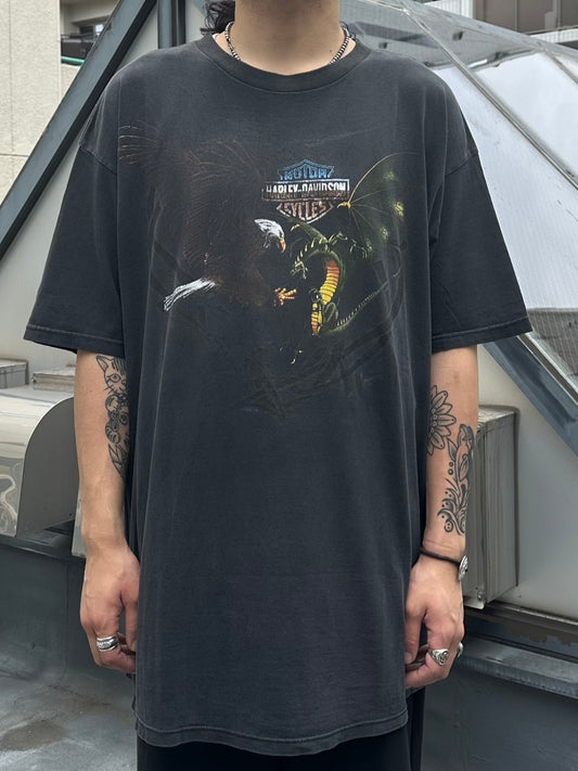 00's HARLEY-DAVIDSON「Eagle vs Dragon」USA製 ハーレーTシャツ
