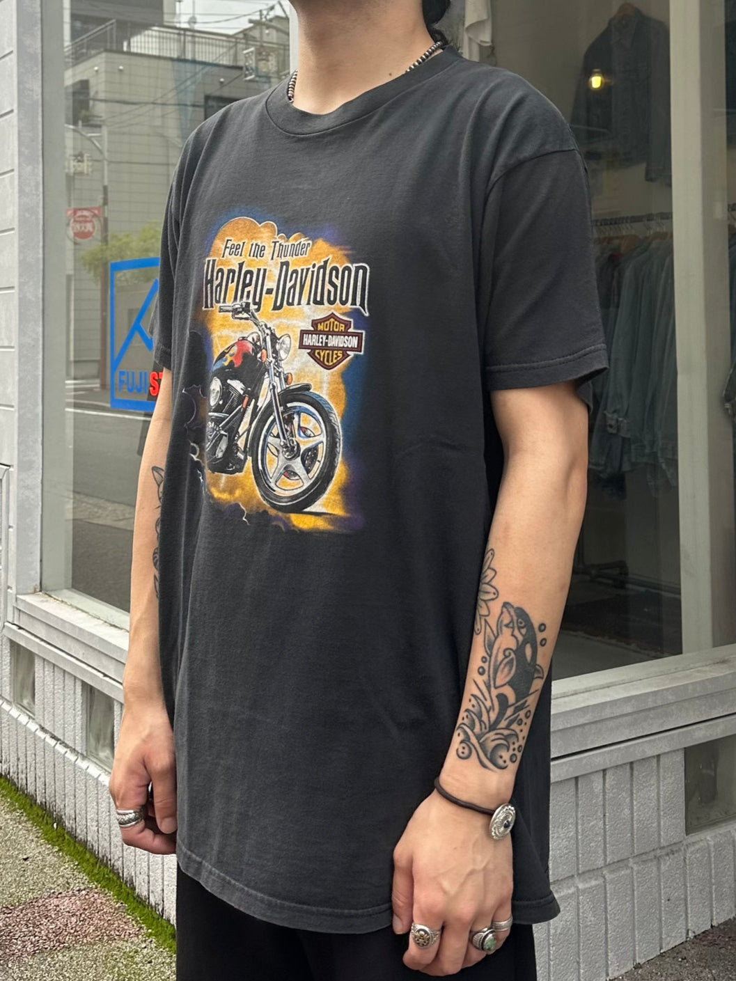 00's HARLEY-DAVIDSON 「Feel The Tnunder」ハーレーTシャツ