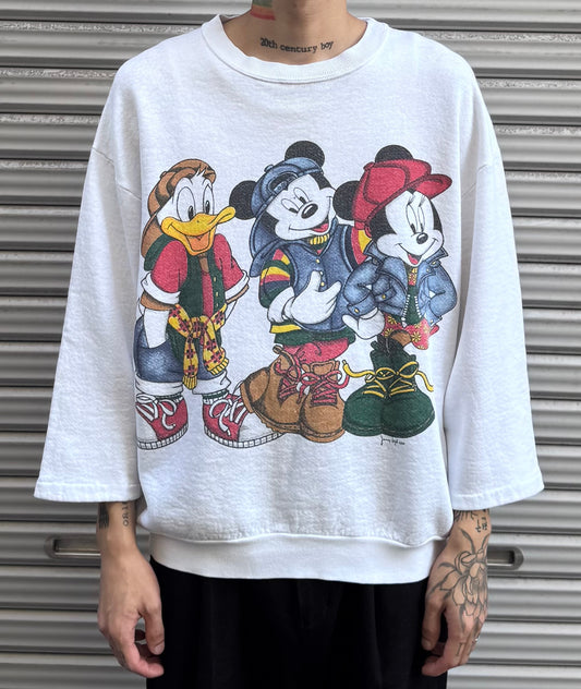 80's Disney「Mickey Minnie Donald」キャラクタースウェット
