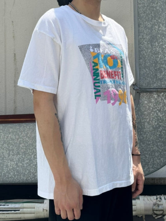 90's BFAS「Benefit Srint Triathlon」USA製 ホワイトTシャツ