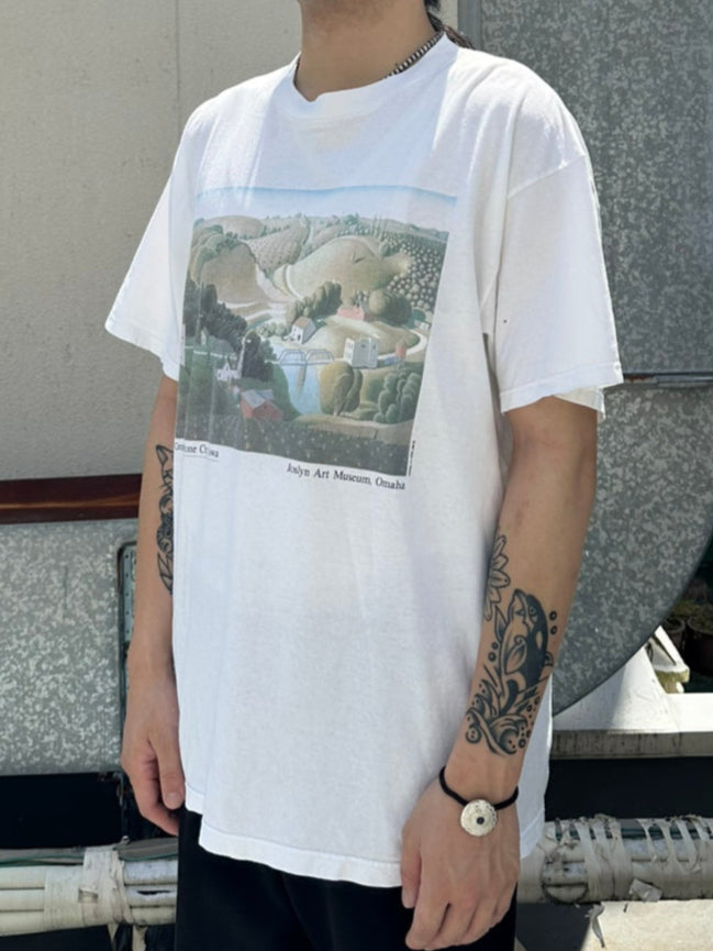 90's GRANT WOOD「Stone City,Iowa」ホワイトTシャツ