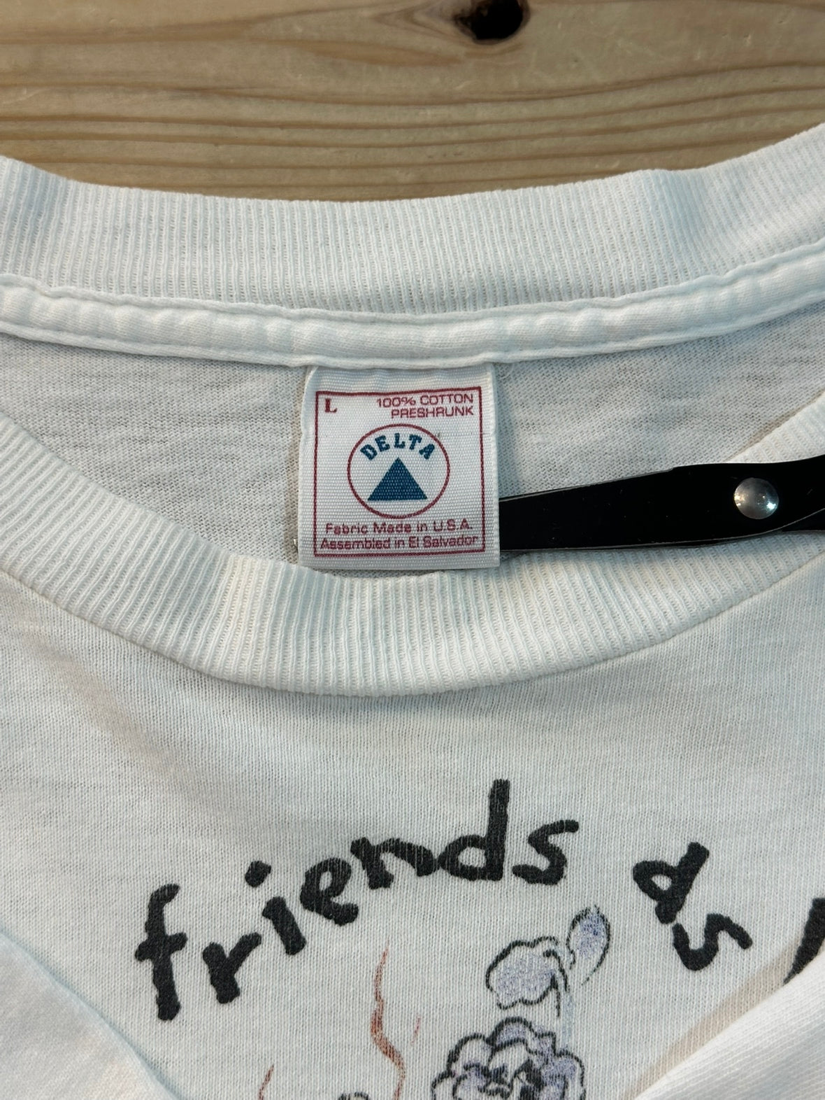 90's SWINDAL 「Count your friends as life's bouquet」ホワイトTシャツ