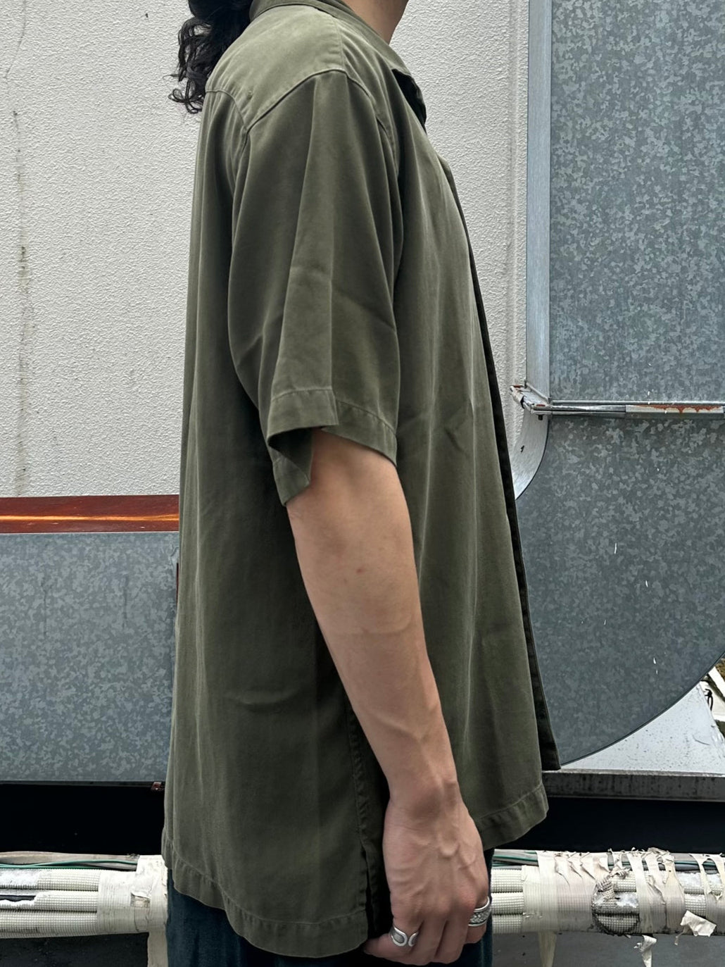 90's BACHRACH「Olive」オープンカラーシャツ