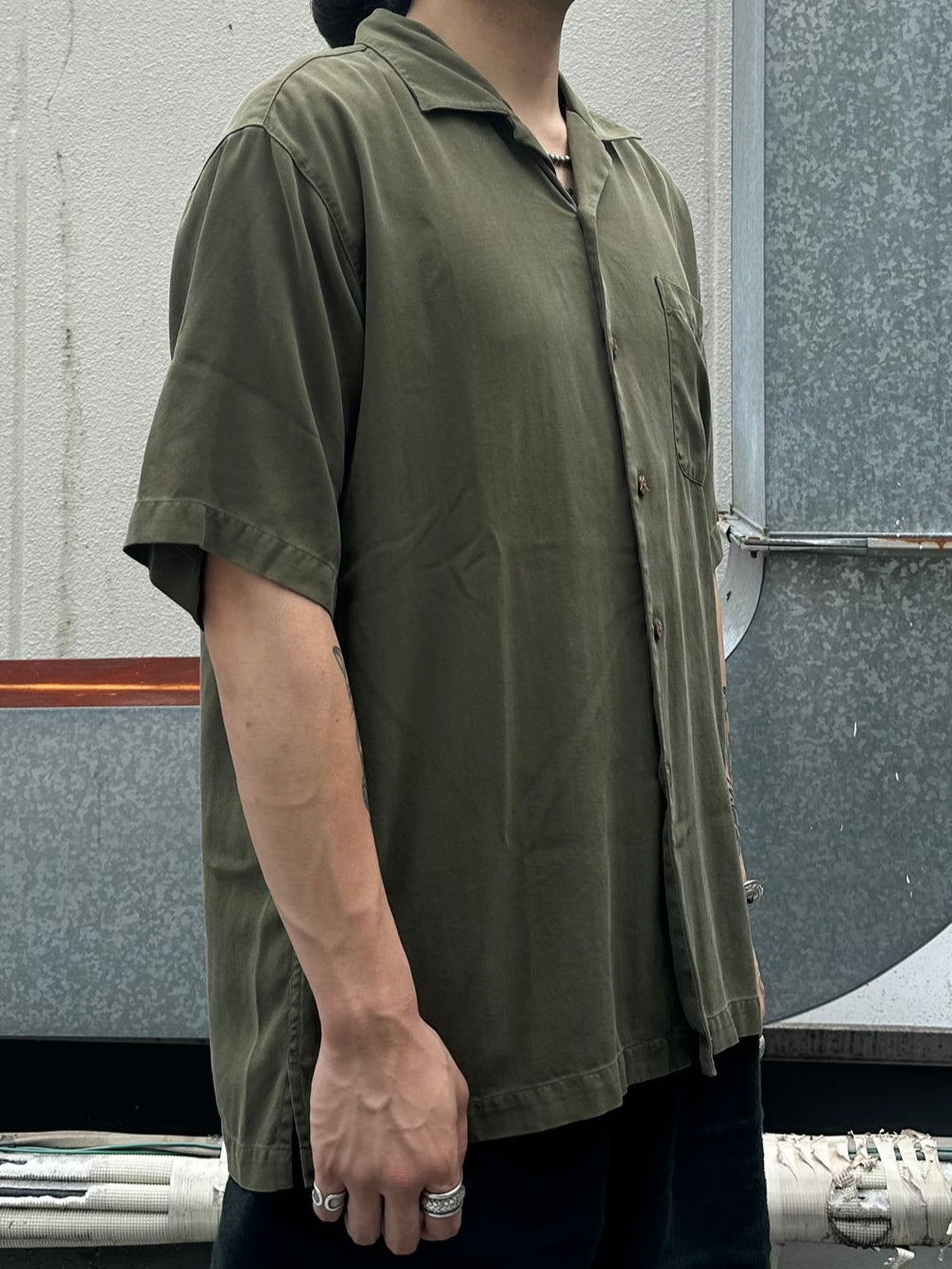 90's BACHRACH「Olive」オープンカラーシャツ