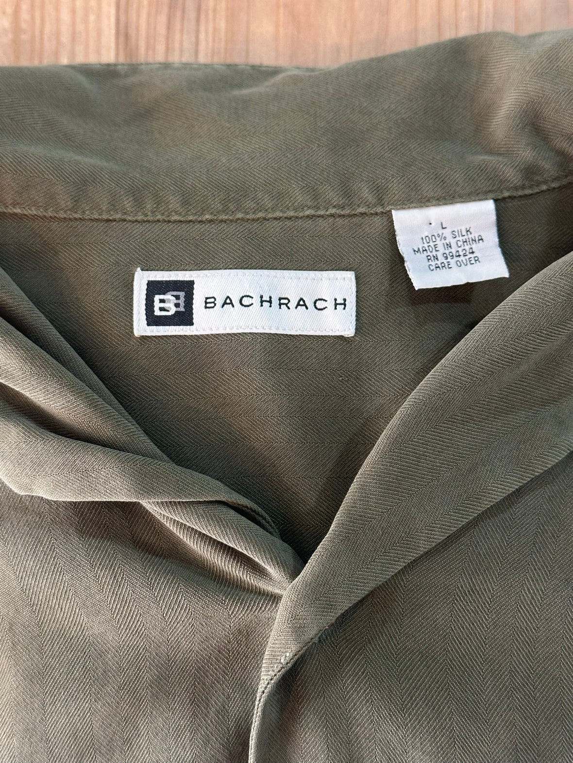 90's BACHRACH「Olive」オープンカラーシャツ
