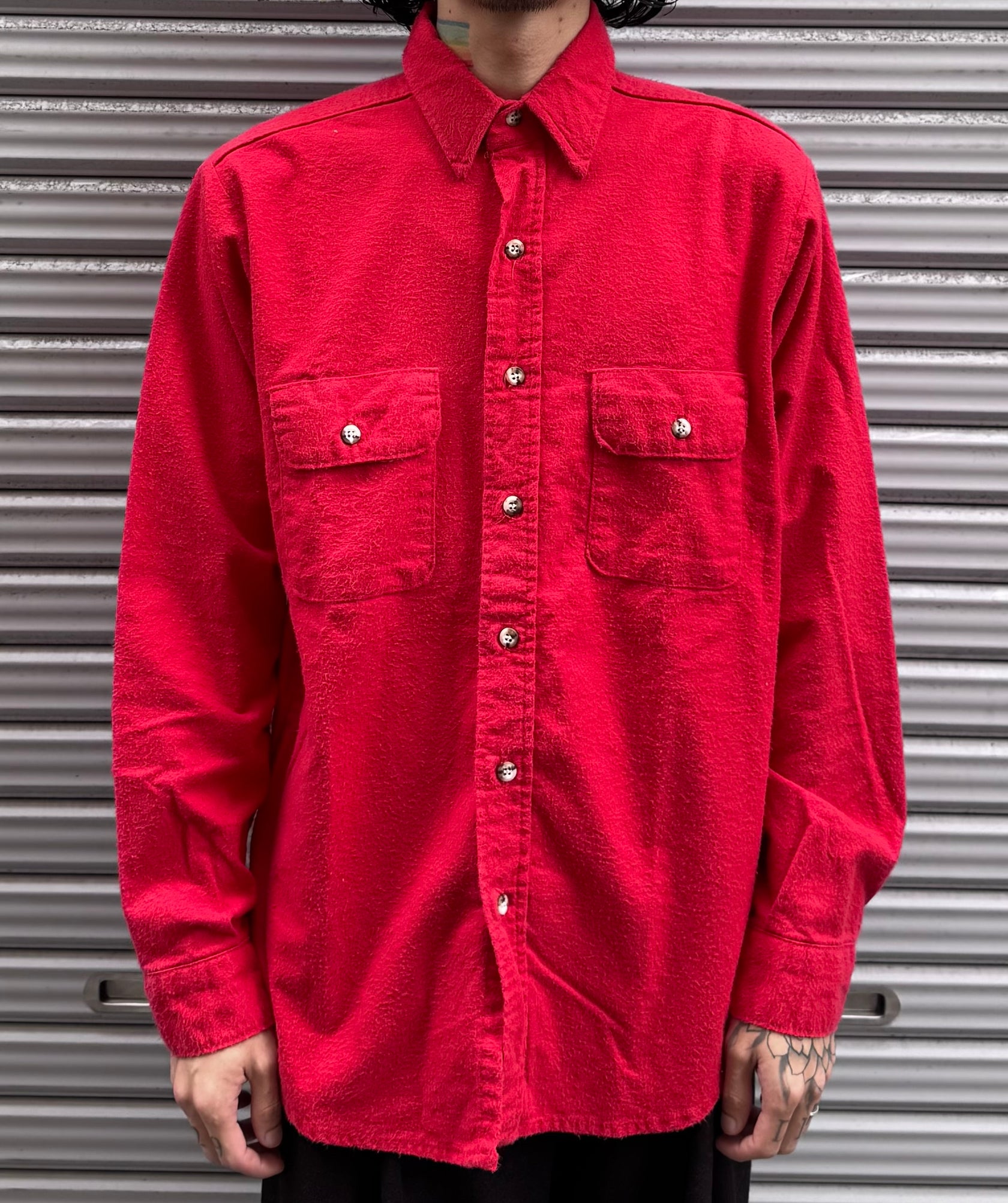 90’s「FIVE BROTHER」USA製 無地ネルシャツ