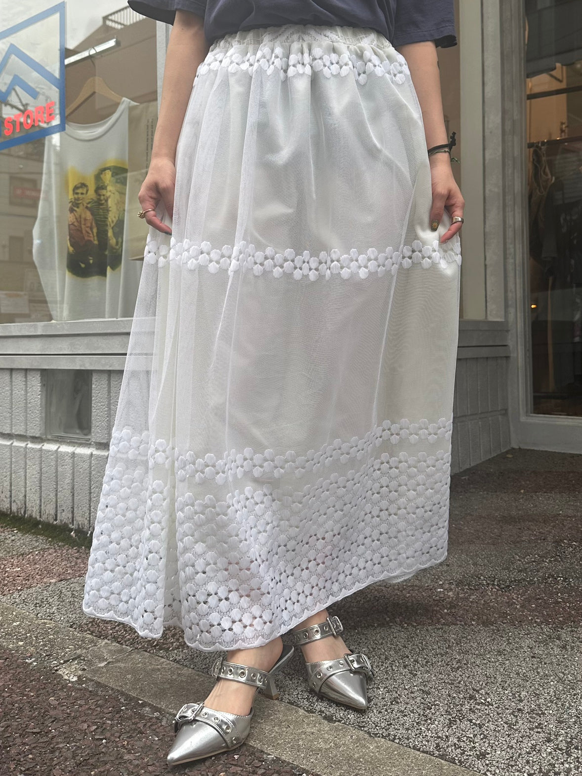 REMAKE LACE LONG SKIRT