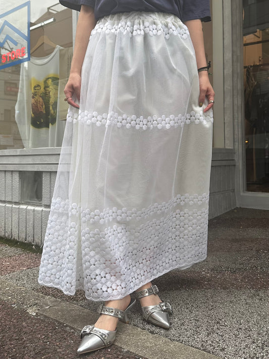 REMAKE LACE LONG SKIRT