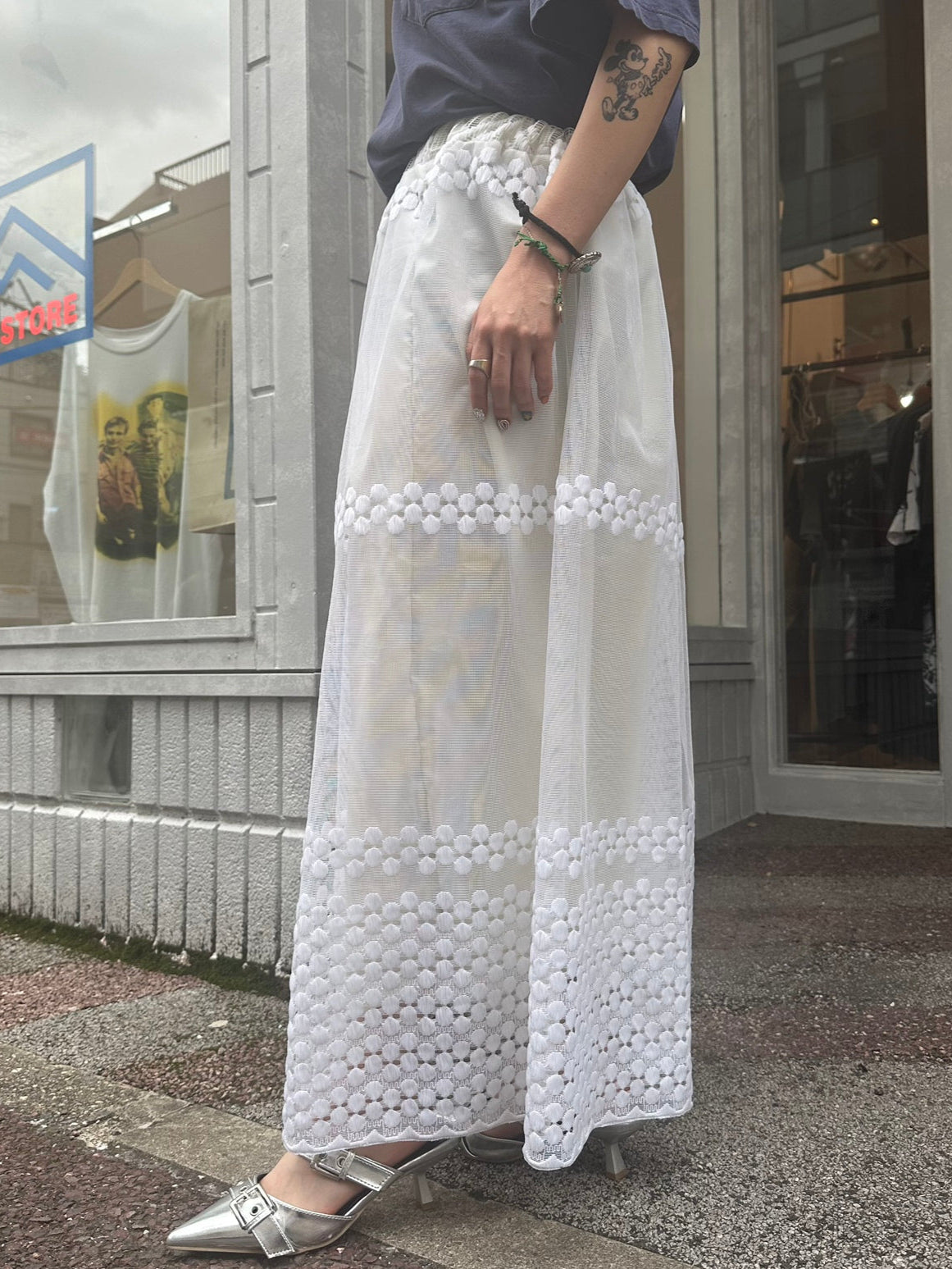 REMAKE LACE LONG SKIRT