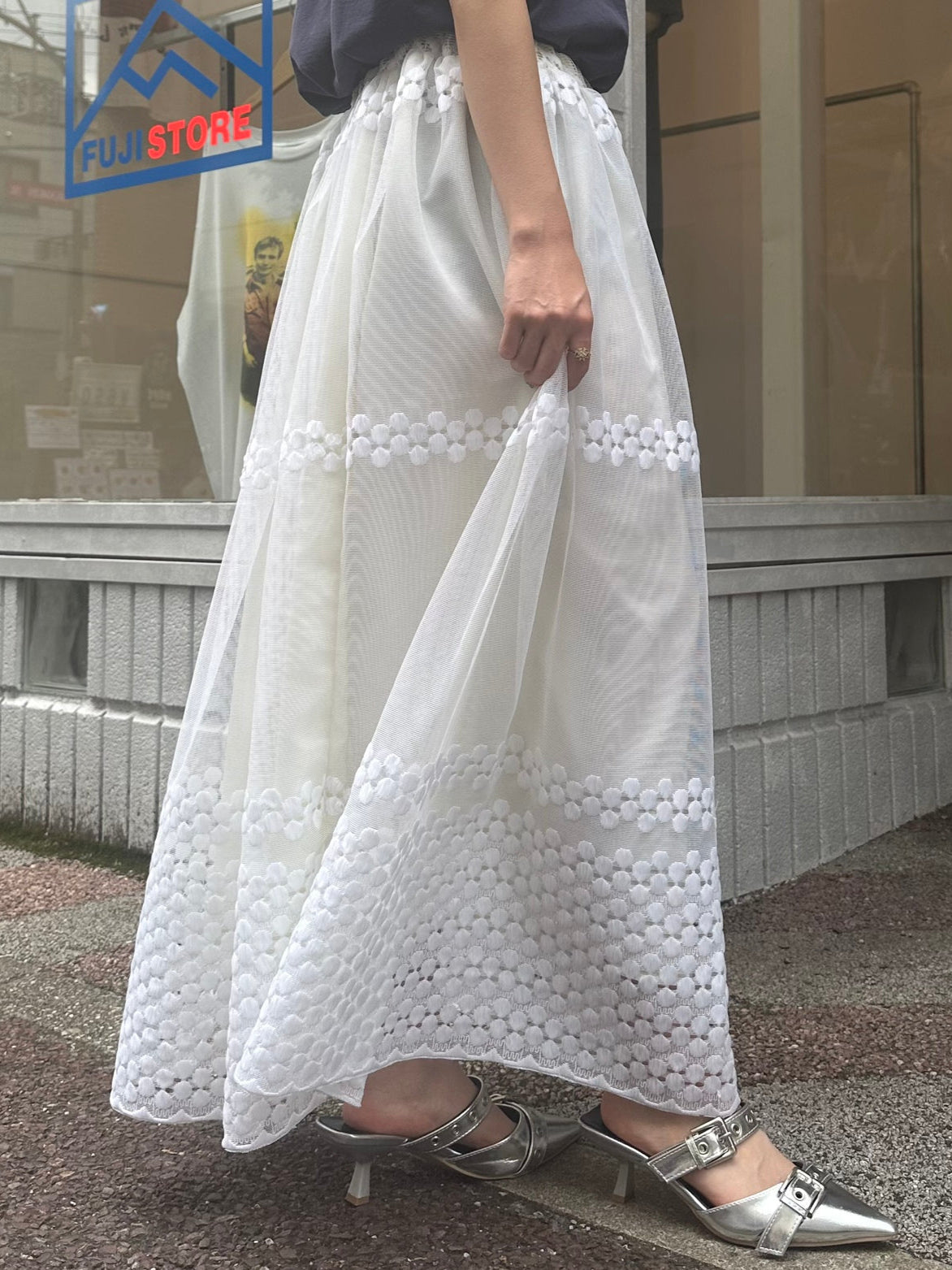 REMAKE LACE LONG SKIRT