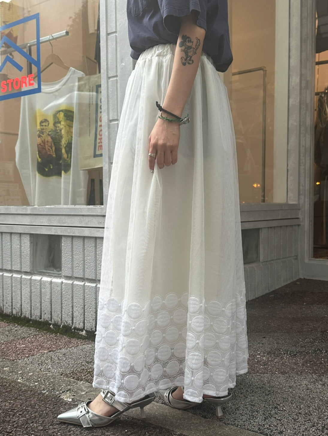 REMAKE LACE LONG SKIRT