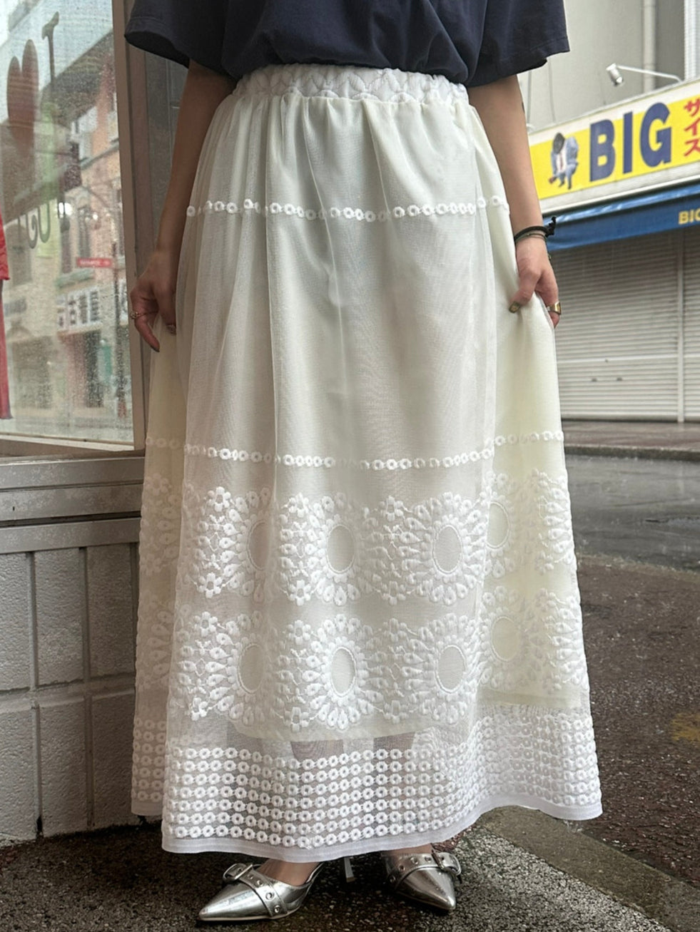 REMAKE LACE LONG SKIRT