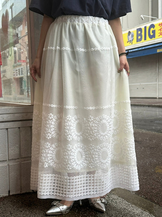 REMAKE LACE LONG SKIRT
