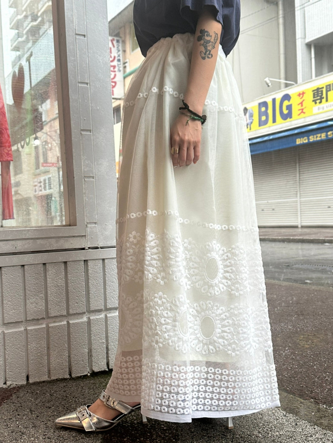 REMAKE LACE LONG SKIRT