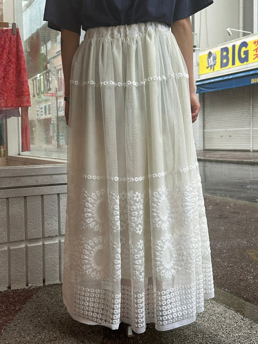 REMAKE LACE LONG SKIRT