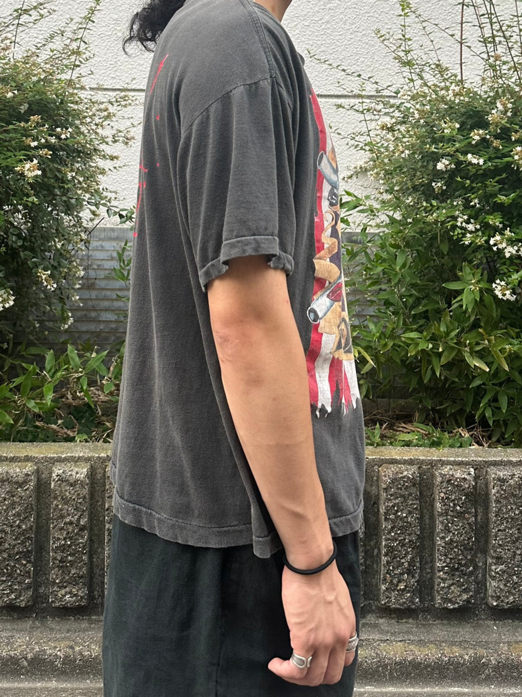 90's GUNS N' ROSES「SKULL GUN AMERICAN FLAG」バンドTシャツ