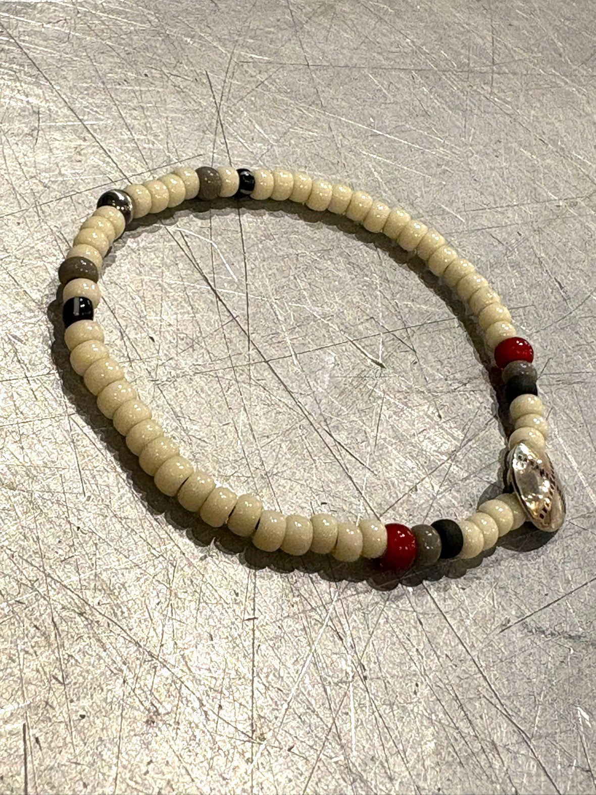SILVER925 CONCHO & BEADS BRACELET- WHITE / ROSETTAPRAYER②