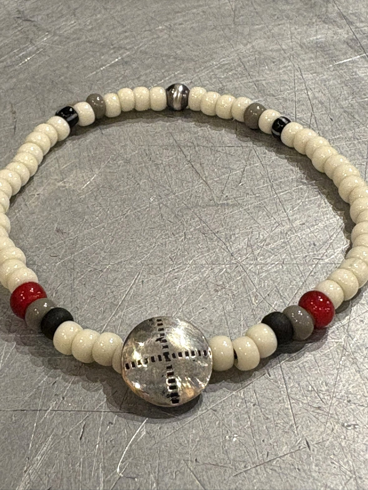 SILVER925 CONCHO & BEADS BRACELET- WHITE / ROSETTAPRAYER②